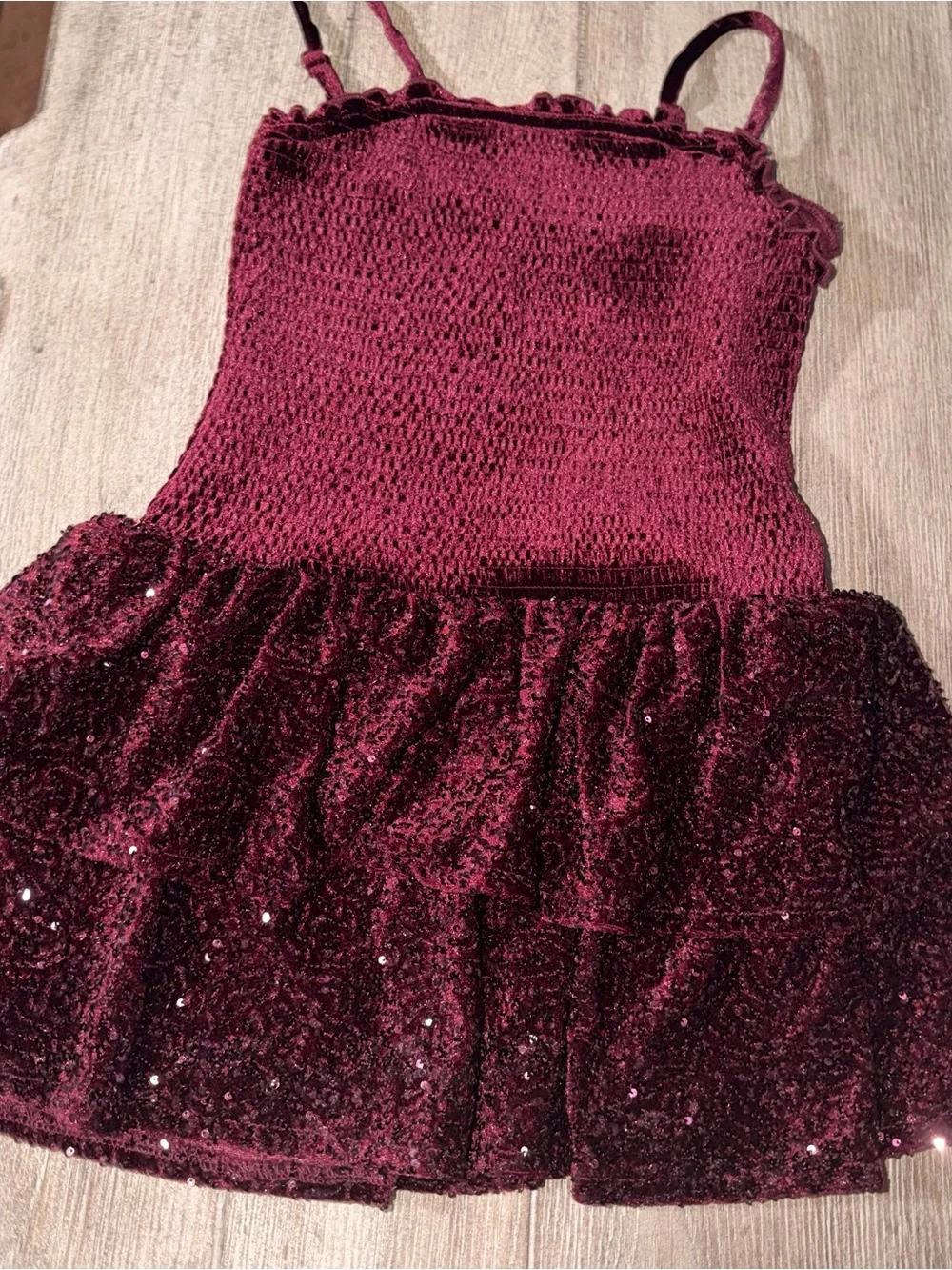 art class Burgundy Sequin Smocked Party Dress for Girls size 8